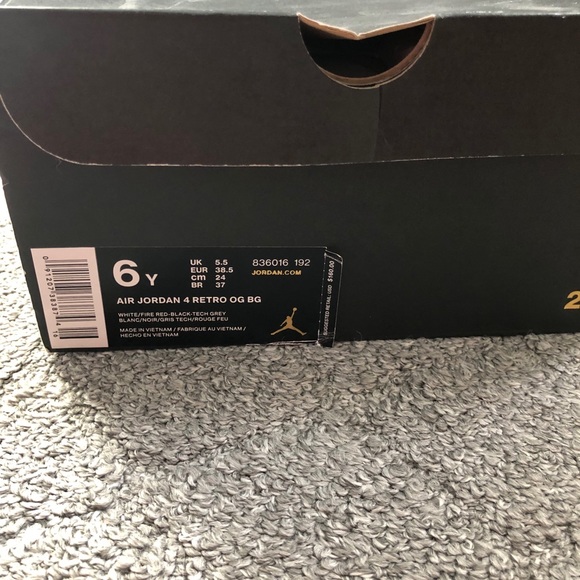 Air Jordan 4 Retro OG BG Cement 2016 Youth 6 - Picture 3 of 13